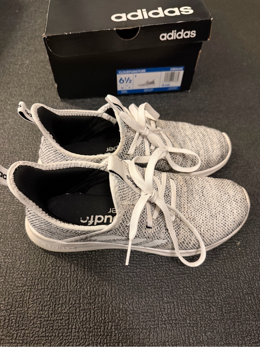 adidas Women’s Cloudfoam Knit Lace-Up Sneakers — White